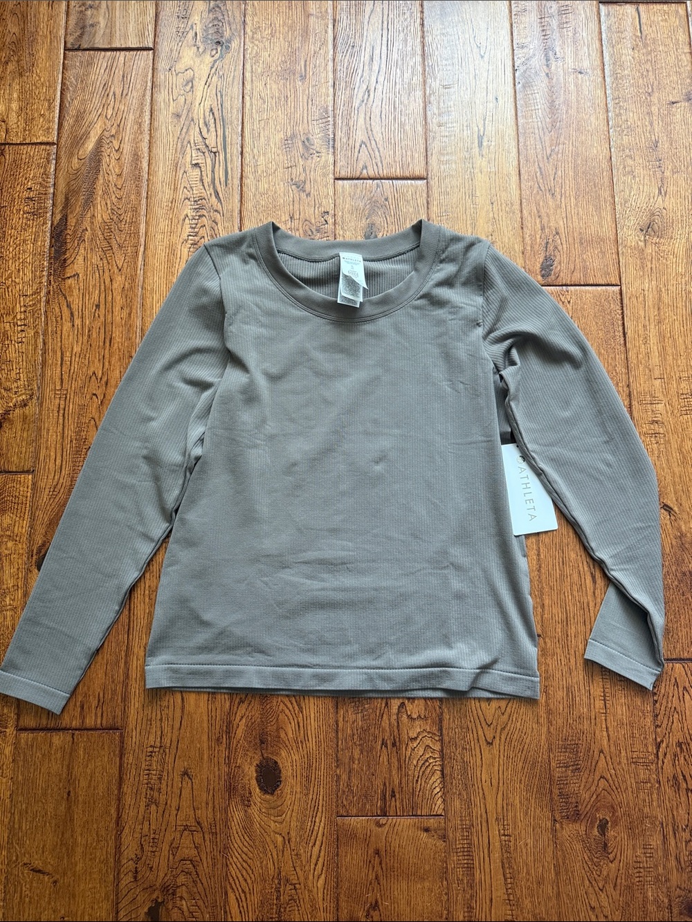 Athleta Ribbed Long Sleeve Top - grey/beige